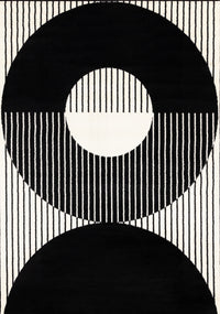 Florence Black White Stripes and Hollow Circle Modern Design, 7'6