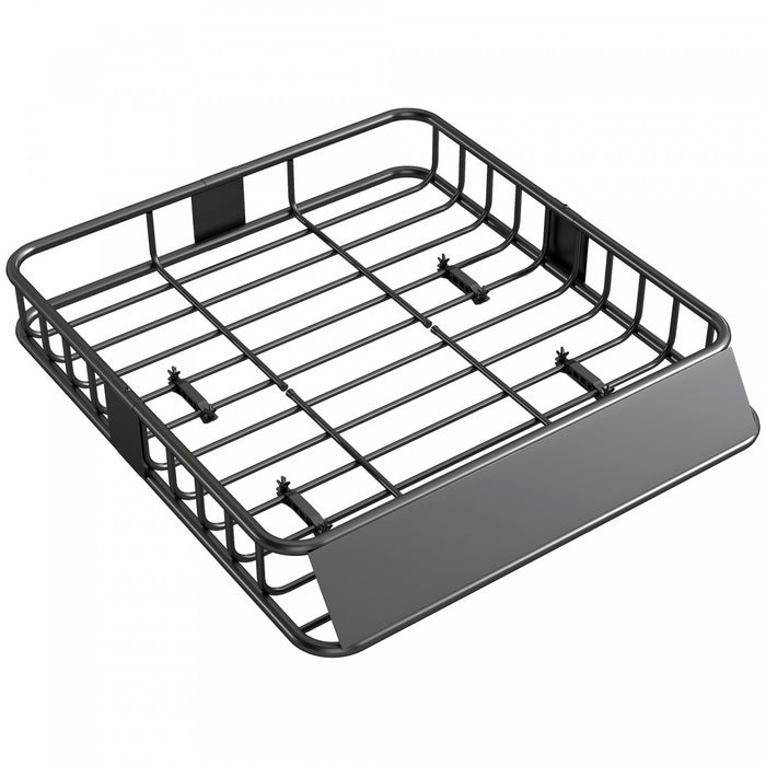 HOMCOM Universal Roof Rack Basket Tray, 200lbs Steel Roof Rack Cargo Carrier with Wind Fairing, Side Rails for SUVs, Pickups, Sedans, Off-Road Vehicles, 43.5\" x 39.2\" x 7.3\", Black