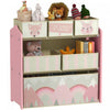 Qaba Toy Organizer with 6 Storage Bins, Kids Storage Unit for Bedroom, Kids Room, 25\" x 12\" x 26\", Pink