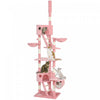 PawHut Cat Tower for Large Cats Adult, Floor to Ceiling Cat Tree Adjustable Height 94\"-102\" Multi-Level with Scratching Posts, Cozy Hammock, Pompoms, Pink