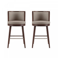 Evalyn Modern Wood Upholstered Barstool in Taupe - Set of 2
