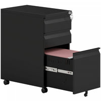 Vinsett 3 Drawer File Cabinet Steel Filing Cabinet A4 Legal Letter Black