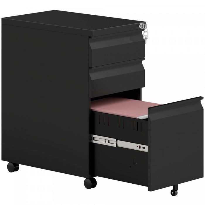 Vinsett 3 Drawer File Cabinet Steel Filing Cabinet A4 Legal Letter Black