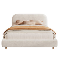 Laurel Ottoman Hydraulic Lift Storage Platform Bed with Boucle Upholstered and Hidden Under-White  