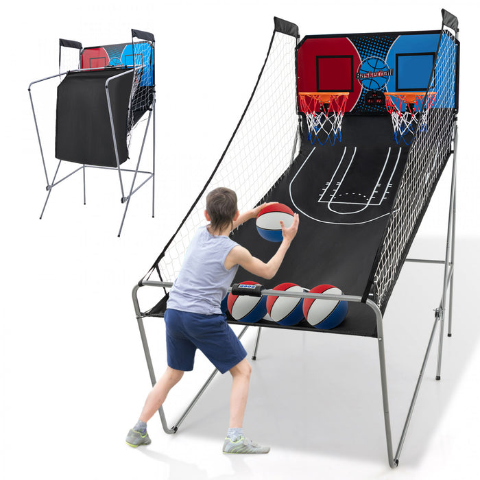 Costway Dual Shot Basketball Arcade Game With 8 Game Modes Arcade Sound Electronic Scoring Red