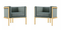 Paramount Modern Velvet Lounge Chair in Warm Gray - Set of 2
