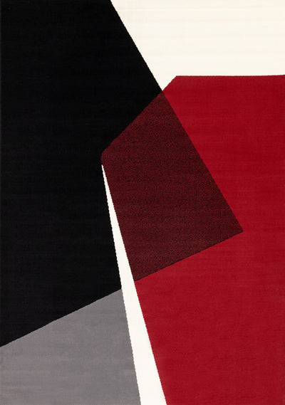 Forte Red Black White Geometric Area Rug - 5'3" x 7'5"|Carpette Forte rouge, noire et blanche à motif géométrique - 5 pi 3 po x 7 pi 5 po
