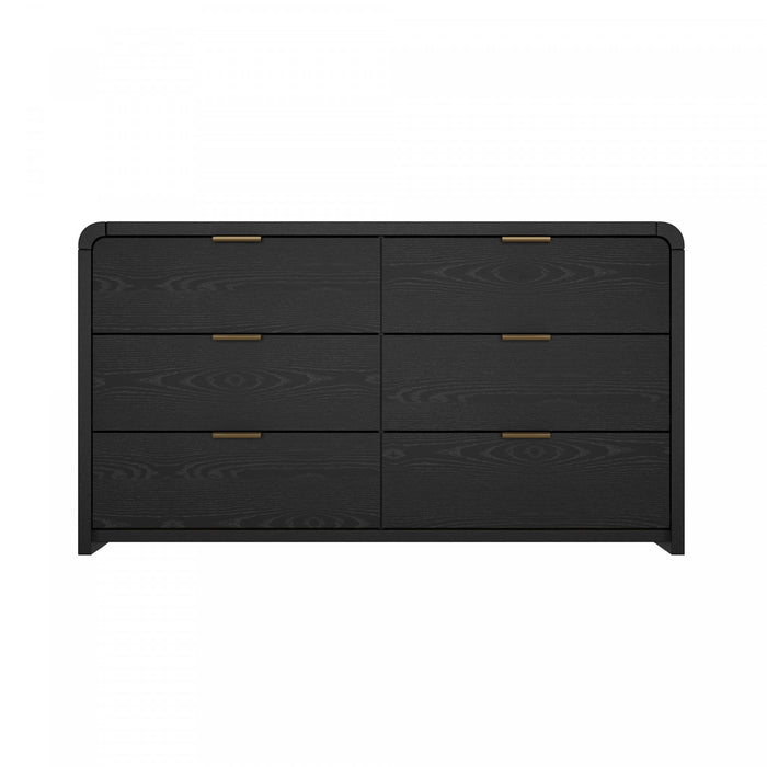 Grace Modern 60\" Dresser in Black (6-Drawer)