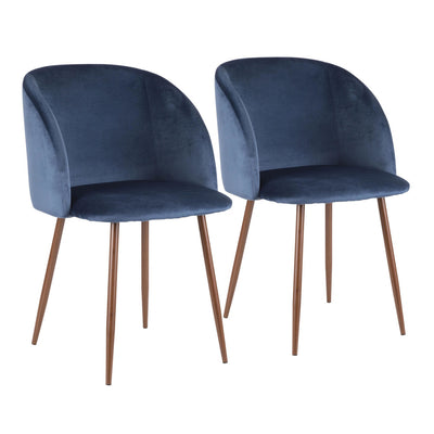 LumiSourceFran Blue Velvet Contemporary Dining Chair - Set of 2|Chaise de salle à manger contemporaine Fran en velours bleu - ensemble de 2