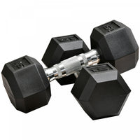 Soozier 2 x 15 lbs Rubber Dumbbells Weight Set for Body Fitness Training