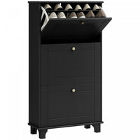 HOMCOM Modern Shoe Cabinet with 3 Flip Drawers for 12 Pairs of Shoes