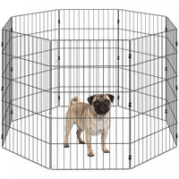 PawHut Foldable Dog Playpen, Expandable Metal Exercise Pet Fence with Grounding Stakes Indoor Outdoor Use for Small Medium Dogs, 20