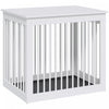 Pawhut Wooden Dog Crate Furniture, Puppy Kennel End Table, Decorative Pet House With Front Door, Safety Lock, For Small & Medium Sized Dog, White