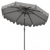 Costway 9 FT Patio Umbrella 2-Tier Market Table Umbrella with Sun-Protective Canopy Gray