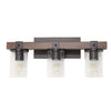 Arezzo 3 Light Vanity, Clear Glass, Brown, 22\"L Lamp