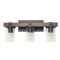 Arezzo 3 Light Vanity, Clear Glass, Brown, 22