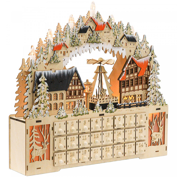 Homcom Light Up Christmas Advent Calendar With 24 Countdown Drawers