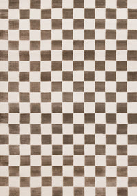 Leopold Checkered Brown White Geometric Area Rug - 5'3