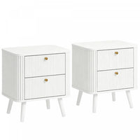 HOMCOM Modern Nightstand Set of 2, Bedside Table with 2 Drawers, White