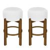 Vera Rubber Wood Bar Stool Set of 2 Indoor Seating with Round Ivory Cushion,Dark Walnut | Vera – Lot de 2 tabourets de bar en bois d’hevea pour interieur avec coussin rond ivoire, finition noyer fonce