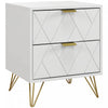 HOMCOM Bedside Table with 2 Storage Drawers for Bedroom, Living Room