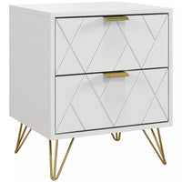 HOMCOM Bedside Table with 2 Storage Drawers for Bedroom, Living Room