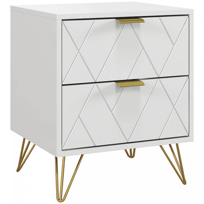 HOMCOM Bedside Table with 2 Storage Drawers for Bedroom, Living Room