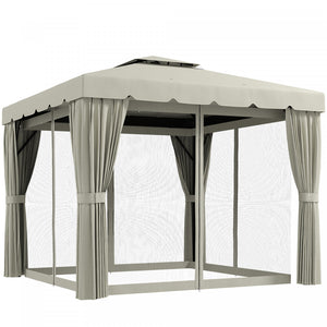 Outsunny 10' X 10' Outdoor Patio Gazebo W/ Sidewalls, Cream White