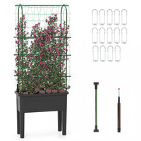 Costway Raised Garden Bed Planter Box With Climbing Trellis Water Level Indicator