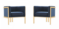 Paramount Modern Velvet Lounge Chair in Royal Blue - Set of 2