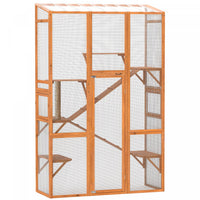 Pawhut Catio Outdoor Cat Enclosure, Large Wooden Cat House With 6 Jumping Platforms, Scratching Post, 2 Ramps, Waterproof Roof, Outdoor Cat Cage For 2-3 Kittens, 64