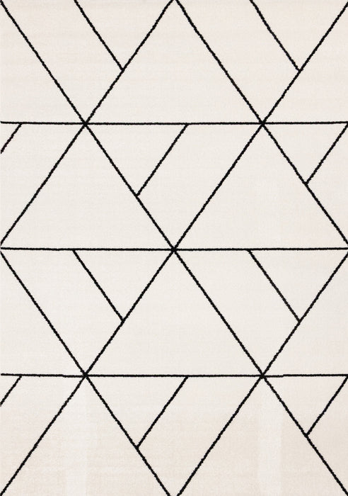 Covington White Black Modern Geometric Trellis Design Rug, 6'7\" x 9'10\" Indoor Area Rug