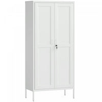 HOMCOM Metal Storage Cabinet with 2 Doors, Lockable File Cabinet, White