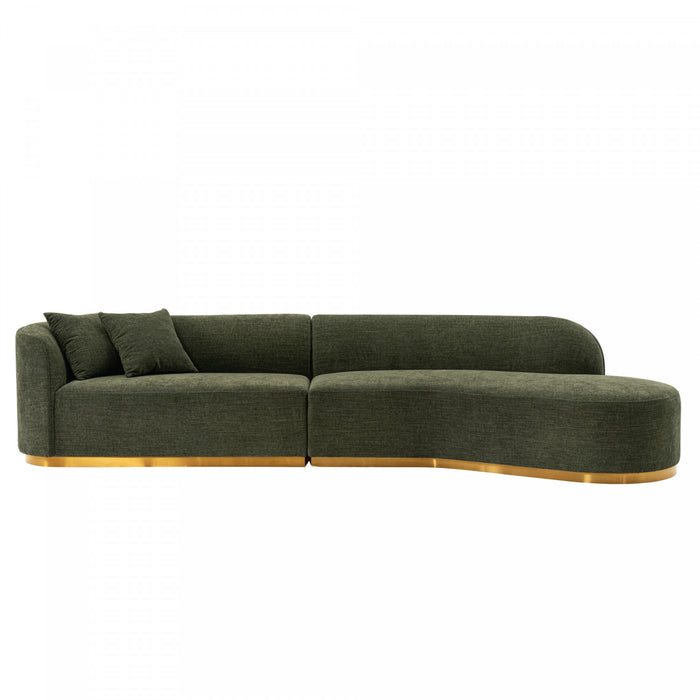 Daria Modern 132\" Chenille Sectional in Olive Green