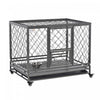 Pawhut Heavy Duty Dog Crate, Metal Dog Kennel Cage With Wheels, Openable Top, Removable Tray, Stainless Steel Bowl, For Small, Medium, Large & Xl Dogs, 42.5\" X 29\" W X 35\"