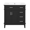 Savannah 30 Inch Bathroom Vanity with Ceramic Sink and Spacious Storage Cabinet, Black | Savannah Meuble de salle de bain 30 pouces avec vasque en ceramique et armoire de rangement spacieux, Noir