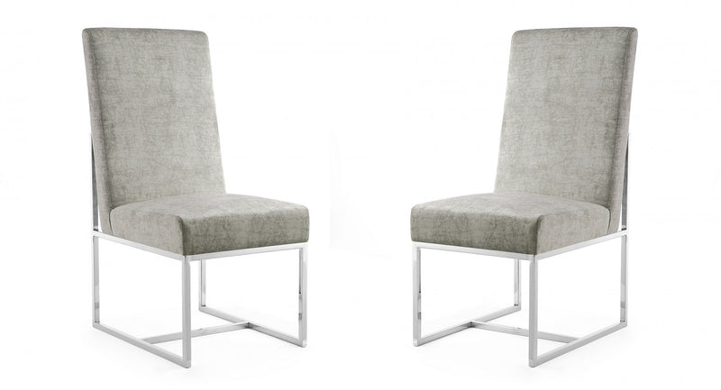 Element Modern Velvet Metal Dining Chair in Steel - Set of 2