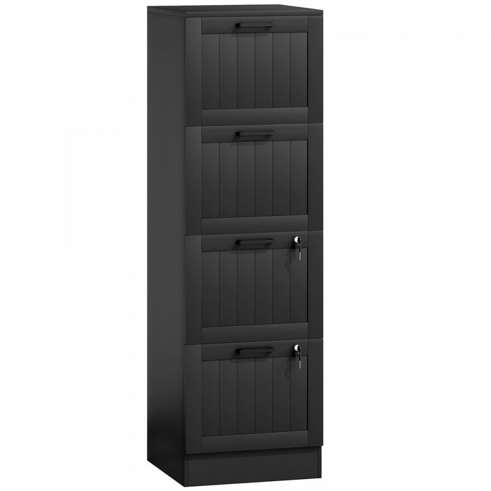 HOMCOM 4 Drawer File Cabinet with Lock Filing Cabinet for A4 Letter Black