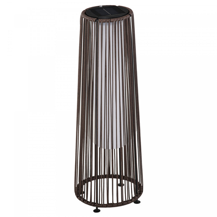 Outsunny Wicker Solar Floor Lamp, 24\" Solar Powered Outdoor Lamp with Auto On/Off LED Lights, IP44 Waterproof, Decorative Outdoor Lantern for Patio, Porch, Pathway, Brown