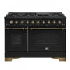 Forno Antico 48\" Dual Fuel Gas Range, Black, 5.5 cu.ft. Double Ovens - FFSGS6113-48BLK