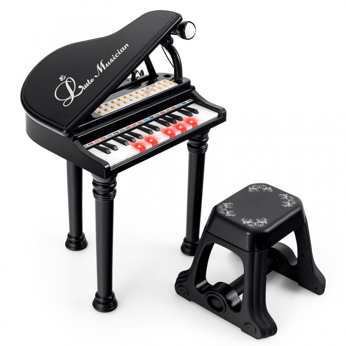 Costway 31 Keys Kids Piano Keyboard Toy Toddler Musical Instrument with Stool & Microphone Black