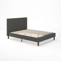 Judy Upholstered Platform Bed with Headboard in Dark Grey - Full Size 