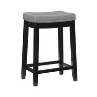 Claridge Faux Leather Backless Counter-Height Stool - Grey