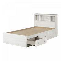 Summer Breeze Storage Bed And Bookcase Headboard Set White Pine - South Shore Twin Bed