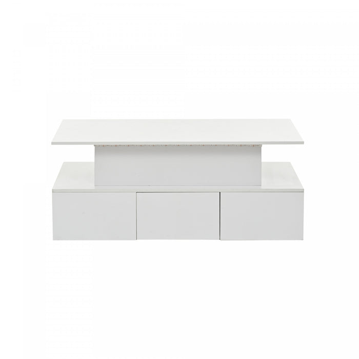 Daniel Lift-Top Coffee Table with LED Lighting and 4 Drawers,White