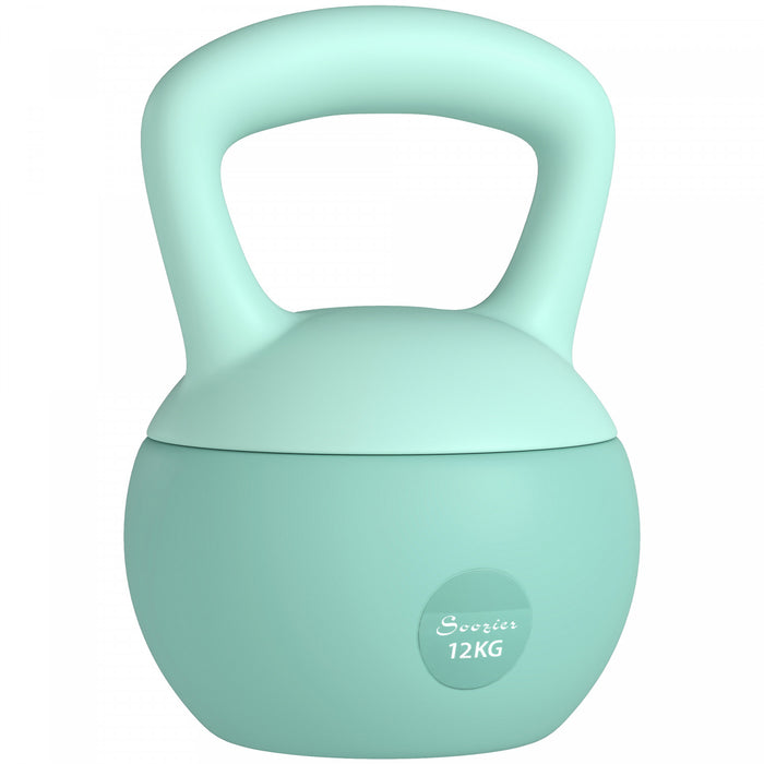 Soozier 26 lb Soft Kettlebell, Sand Filled Weight with Grip Handle, Solid Kettlebell Weight for Full Body Workout and Strength Training, Home Gym Equipment, Green