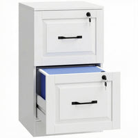 HOMCOM 2 Drawer File Cabinet with Lock, Vertical Filing Cabinet, White