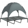 Pawhut Elevated Cooling Pet Bed Portable Raised Dog Cot With Canopy For Xl Sized Dogs, Indoor & Outdoor, 48\"x 36\"x 43\", Grey