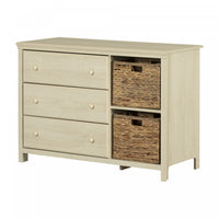 Cotton Candy 3-Drawer Dresser with Storage Baskets - Bleached Oak
