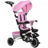 Aosom 6-in-1 Toddler Tricycle, Kids Trike With Rotatable Seat, Adjustable Push Handle, Safety Harness, Detachable Canopy, Semi-reclining Footrest, For 12-50 Months, Pink